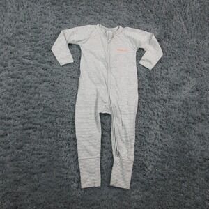 Bonds Zip Wondersuit One-piece Baby 12-18 Months Grey Stripe Cotton Stretch NWT